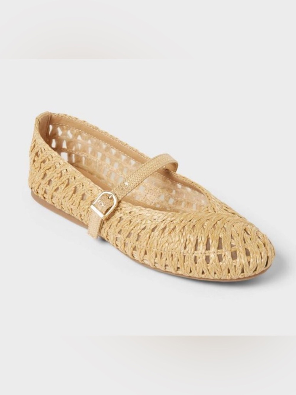 NWT SOLD OUT Target Woven Raffia Flats A New Day Beige Myla Shoe Size 6.5